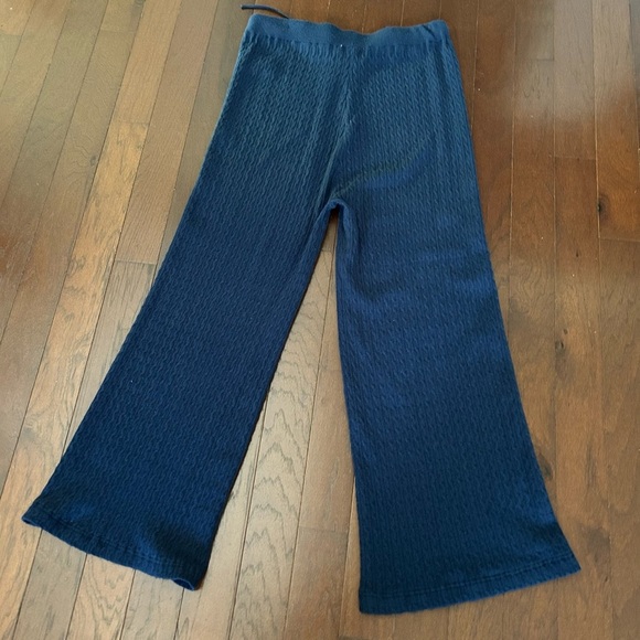 And Now This Brand Womens Navy Wide leg Knit Pants Draw String High Waisted Sz M - Picture 9 of 9